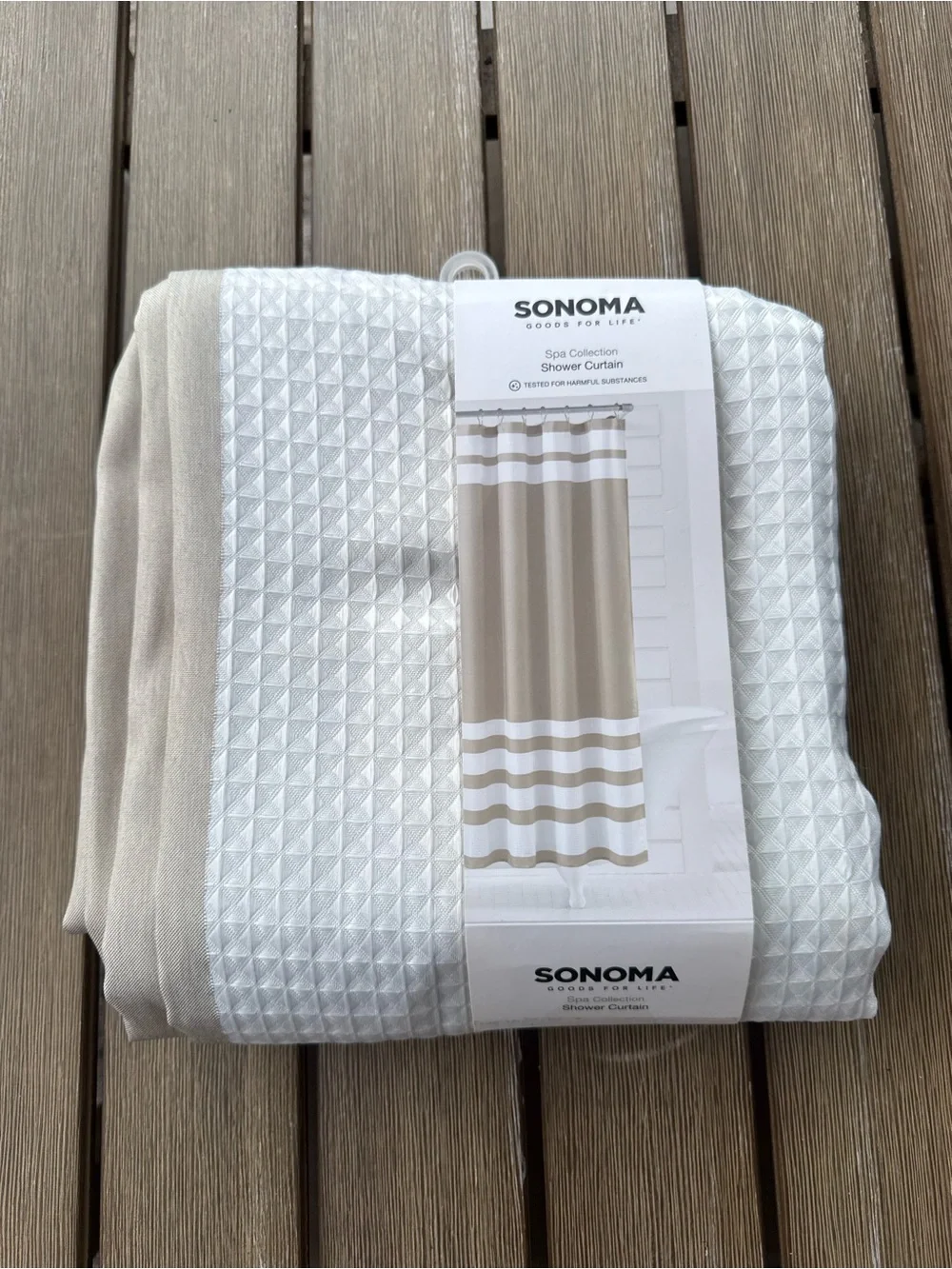 Sonoma Goods For Life Spa Collection Shower Curtain 70 x 72 Beige White New